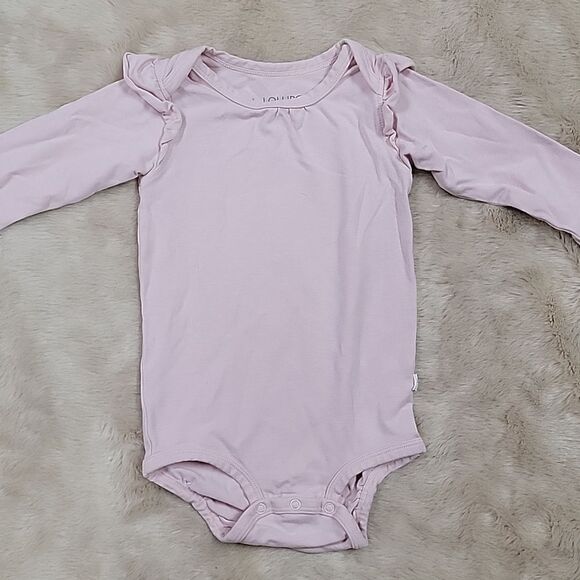 LOULOU LOLLIPOP PINK LONG-SLEEVE BODYSUIT, SIZE 6-12 MONTHS - Picture 1 of 7